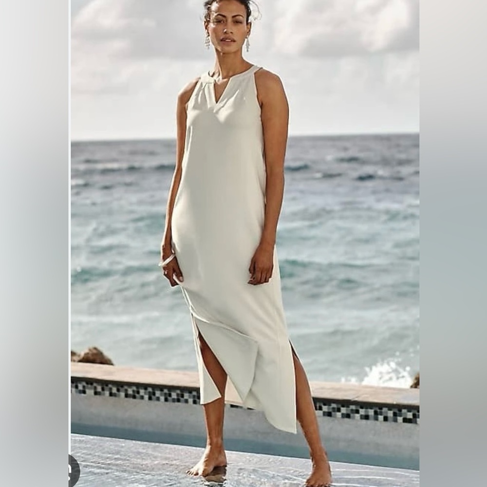 J.Jill v-neck jersey maxi dress white size small NWT